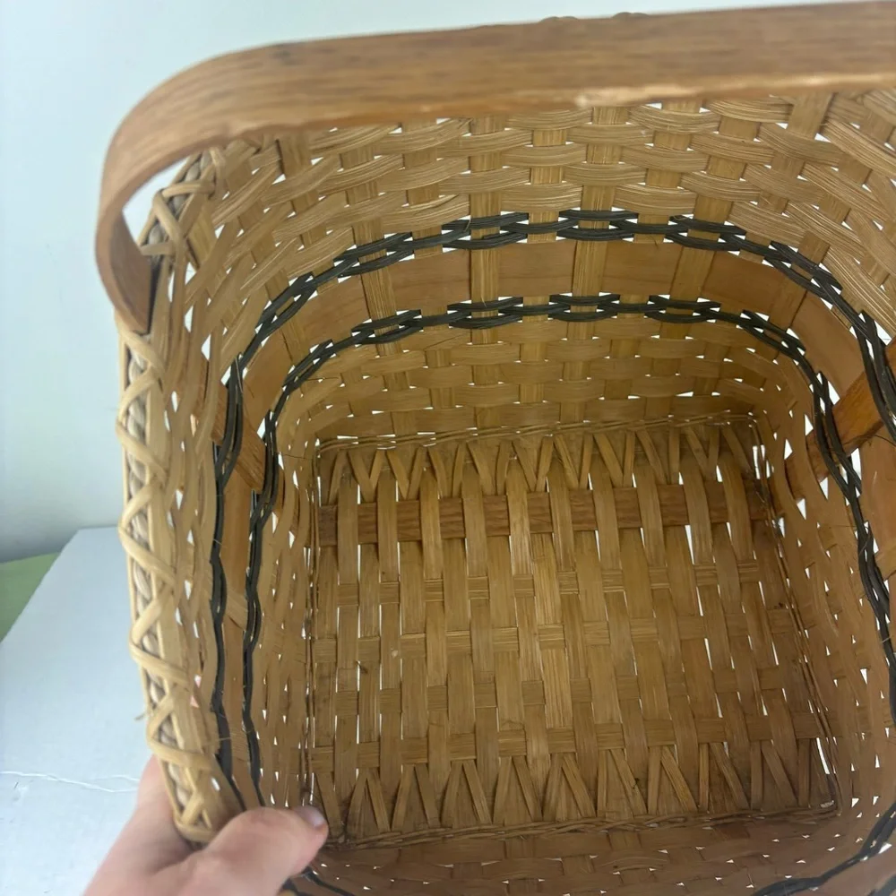 Handcrafted basket for cookbooks with handle-signed by maker